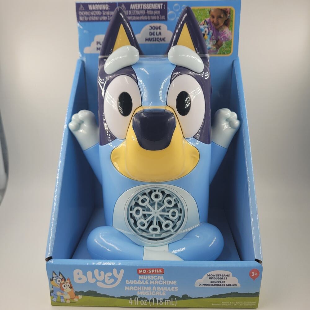 Bluey No Spill Musical Bubble Machine Plays Music Children's Water Toy 4 Fl. Oz
